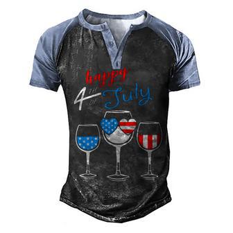 Red Wine Blue 4Th Of July Wine Red White Blue Wine Glasses V4 Men's Henley Shirt Raglan Sleeve 3D Print T-shirt | Favorety DE