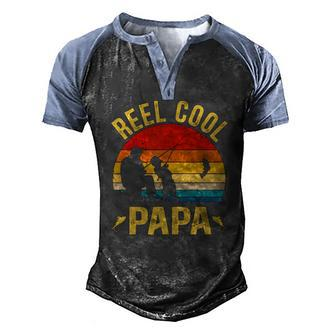 Reel Cool Papa Fishing Fathers Day Men's Henley Raglan T-Shirt | Mazezy