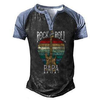 Rock N Roll Papa Vintage Guitar Player Men's Henley Raglan T-Shirt | Mazezy