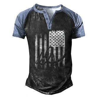 Roller Coaster Usa American Flag 4Th Of July Patriotic Men's Henley Raglan T-Shirt | Mazezy