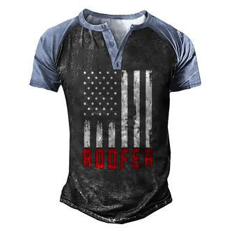 Roofer American Flag 4Th July Roofing Novelty Men's Henley Raglan T-Shirt | Mazezy