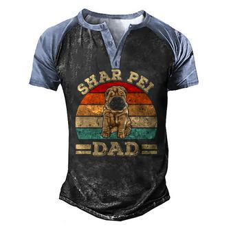 Shar Pei Dad Print Dog Vintage Retro Men's Henley Raglan T-Shirt | Mazezy
