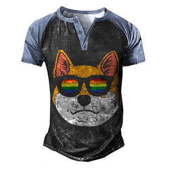 Shiba Inu Akita Dog Lgbtq Rainbow Flag Gay Pride Ally Lover T-Shirt Men's Henley Shirt Raglan Sleeve 3D Print T-shirt - Seseable