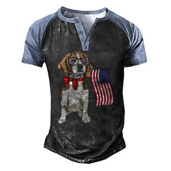 Smart Beagle Patriotic Memorial Day 4Th Of July Usa Flag Men's Henley Raglan T-Shirt | Mazezy