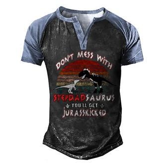 Stepdad Dinosaur Men's Henley Shirt Raglan Sleeve 3D Print T-shirt - Monsterry