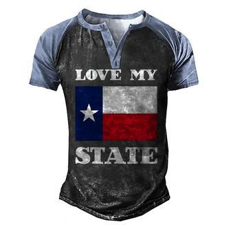 Texas State Flag Saying For A Pride Texan Loving Texas Men's Henley Raglan T-Shirt | Mazezy