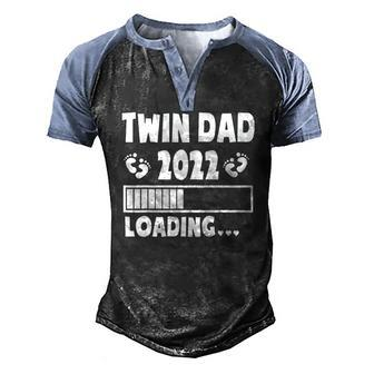 Twin Dad Of Twins 2022 Expecting Twin Dad Fathers Day Cute Men's Henley Raglan T-Shirt | Mazezy