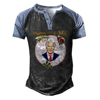 Ugly Christmas Vintage Joe Biden Merry 4Th Of July Men's Henley Raglan T-Shirt | Mazezy