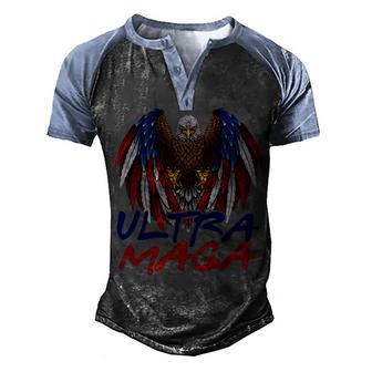 Ultra Maga Eagle Make America Great Aga Men's Henley Shirt Raglan Sleeve 3D Print T-shirt | Favorety DE