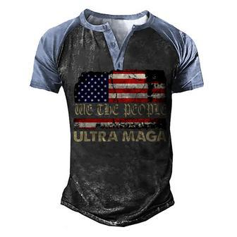 Ultra Maga Funny Biden Us Flag Pro Trump Men's Henley Shirt Raglan Sleeve 3D Print T-shirt - Monsterry