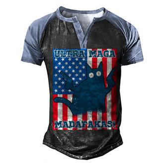 Ultra Maga Madafakas Cat American Flag Men's Henley Shirt Raglan Sleeve 3D Print T-shirt | Favorety UK