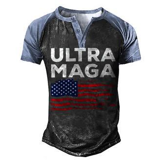 Ultra Maga Proud American Distressed Flag Patriotic Men's Henley Shirt Raglan Sleeve 3D Print T-shirt | Favorety