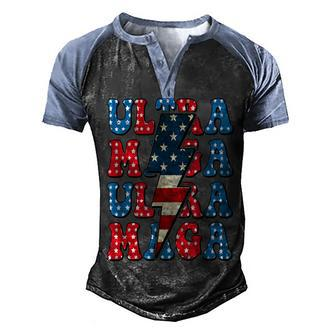 Ultra Maga Shirt Us Flag Tee Usa Proud American Ultra Mega Men's Henley Shirt Raglan Sleeve 3D Print T-shirt - Monsterry