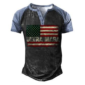 Ultra Maga Shirt Us Flag Tee Usa Top American Ultra Mega Men's Henley Shirt Raglan Sleeve 3D Print T-shirt - Monsterry