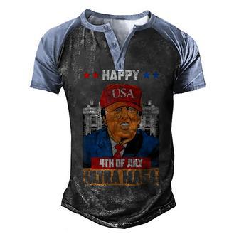 Ultra Maga Trump Happy 4Th Of July American Flag Men's Henley Shirt Raglan Sleeve 3D Print T-shirt | Favorety