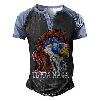 Ultra Maga Trump Sunglasses Eagle Head Usa Flag Bandana Men's Henley Shirt Raglan Sleeve 3D Print T-shirt | Favorety DE