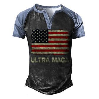 Ultra Maga United State Flag Men's Henley Shirt Raglan Sleeve 3D Print T-shirt | Favorety