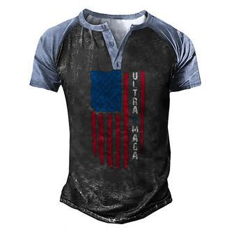 Ultra Mega Patriotic Trump Republicans Usa Flag Apparel Tee Men's Henley Raglan T-Shirt | Mazezy