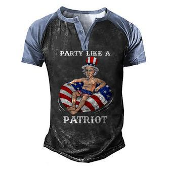 Uncle Sam 4Th Of July Usa Patriot Men's Henley Raglan T-Shirt | Mazezy