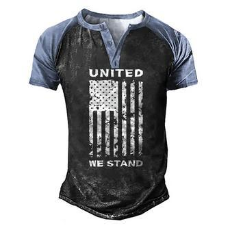 United We Stand Usa Patriotic American Flag Men's Henley Raglan T-Shirt | Mazezy