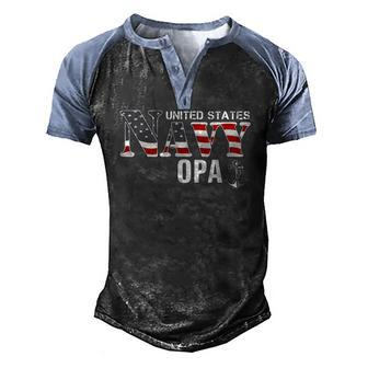 United States Flag American Navy Opa Veteran Day Men's Henley Raglan T-Shirt | Mazezy