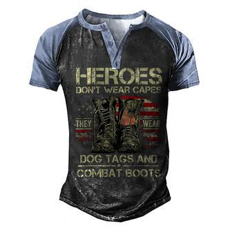 Us Flag Veterans Day Im A Hero A Dad Grandpa And A Veteran T-Shirt Men's Henley Shirt Raglan Sleeve 3D Print T-shirt - Monsterry