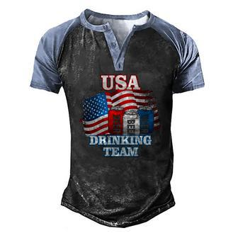Usa Drinking Team Flag Beer Lovers Men's Henley Raglan T-Shirt | Mazezy