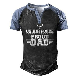 Men Usaf Proud Usa Air Force Dad Military Veteran Pride Men's Henley Raglan T-Shirt | Mazezy