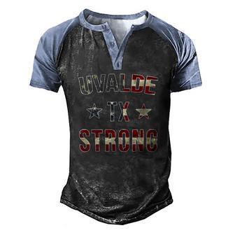 Uvalde Strong Gun Control Uvalde Texas Us Flag Text Men's Henley Raglan T-Shirt | Mazezy