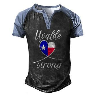 Uvalde Strong Tee End Gun Violence Texan Flag Heart Men's Henley Raglan T-Shirt | Mazezy