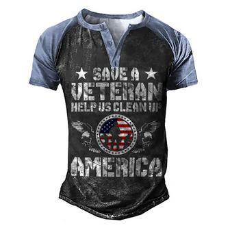 Veteran Veterans Day Help Us Clean Up America 135 Navy Soldier Army Military Men's Henley Shirt Raglan Sleeve 3D Print T-shirt - Monsterry