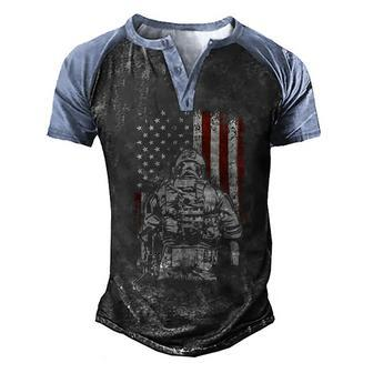 Veteran Veterans Day Usa Army 507 Navy Soldier Army Military Men's Henley Shirt Raglan Sleeve 3D Print T-shirt - Monsterry