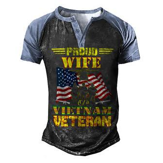 Veteran Veterans Day Womens Proud Wife Of A Vietnam Veteran For 70 Navy Soldier Army Military Men's Henley Shirt Raglan Sleeve 3D Print T-shirt - Monsterry