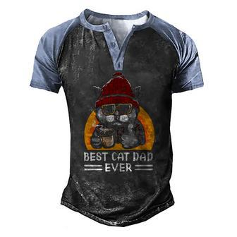 Vintage Best Cat Father Dad Ever Cat Daddy Fathers Day Men's Henley Raglan T-Shirt | Mazezy
