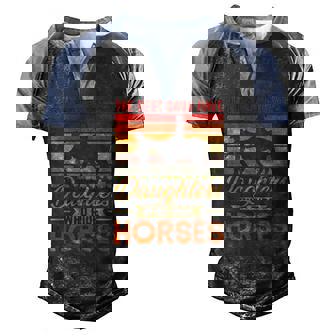 Vintage Best Dads Have Daughters Who Ride Horses Fathers Day Men's Henley Raglan T-Shirt | Mazezy