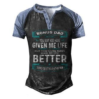 Vintage Fathers Day Bonus Dad From Daughter Son Boys Men's Henley Raglan T-Shirt | Mazezy