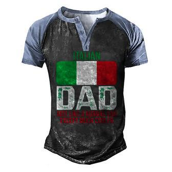 Vintage Italian Dad Italy Flag For Fathers Day Men's Henley Raglan T-Shirt | Mazezy