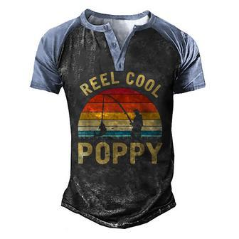 Vintage Reel Cool Poppy Fish Fishing Fathers Day Classic Men's Henley Raglan T-Shirt | Mazezy