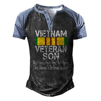 Vintage Us Military Family Vietnam Veteran Son Men's Henley Raglan T-Shirt | Mazezy