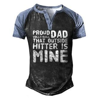 Volleyball Dad Of Outside Hitter Fathers Day Men's Henley Raglan T-Shirt | Mazezy
