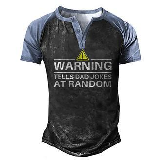 Warning Tells Dad Jokes At Random Fathers Day Men's Henley Raglan T-Shirt | Mazezy