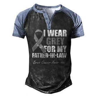 I Wear Grey For My Father In Law Brain Cancer Awareness Men's Henley Raglan T-Shirt | Mazezy