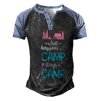What Happens At Camp Stays At Camp Shirt Kids Camping Pink Men's Henley Shirt Raglan Sleeve 3D Print T-shirt - Monsterry UK