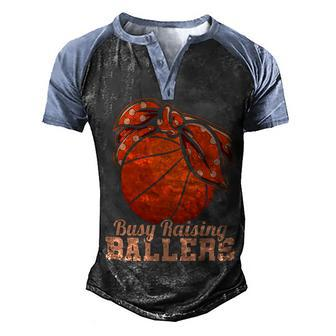 Womens Vintage Busy Raising Ballers Basketball Player Mother 92 Basketball Men's Henley Shirt Raglan Sleeve 3D Print T-shirt - Seseable