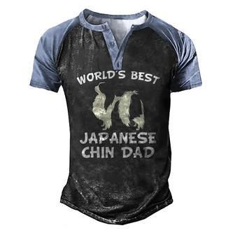 Worlds Best Japanese Chin Dad Dog Owner Men's Henley Raglan T-Shirt | Mazezy
