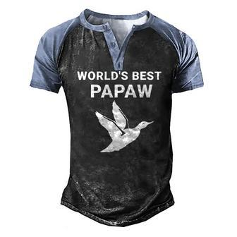 Mens Worlds Best Papaw Duck Hunters Grandpa Men's Henley Raglan T-Shirt | Mazezy