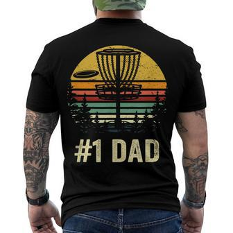 1 Dad Disc Golf Number One Father Frisbee Golfing Disk Men's T-shirt Back Print - Seseable