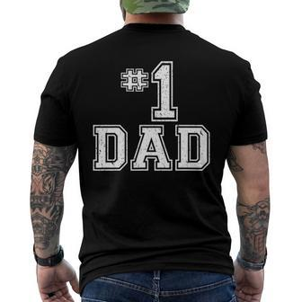 1 Dad Number One Daddy Fathers Day Vintage Style Men's Back Print T-shirt | Mazezy AU