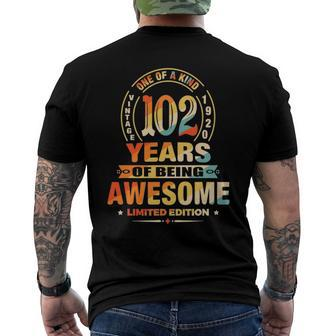 102Nd Birthday 102 Years Of Being Awesome Vintage 1920 Birthday Men's Back Print T-shirt | Mazezy