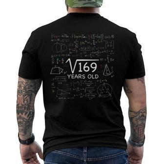 13Th Math Birthday 13 Years Old Square Root Of 169 Bday Men's Back Print T-shirt | Mazezy